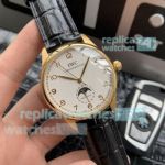 Swiss Replica IWC Portuguese Moonphase Watch Gold White Dial